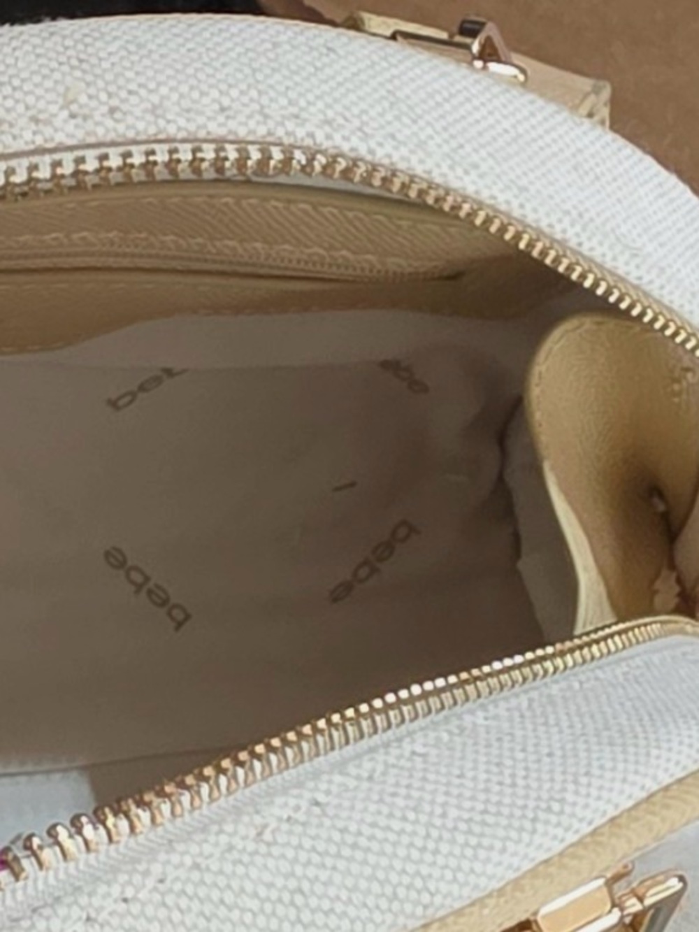 bebe Cream and Tan Dome Satchel with Coin Pouch - Picture 5 of 5